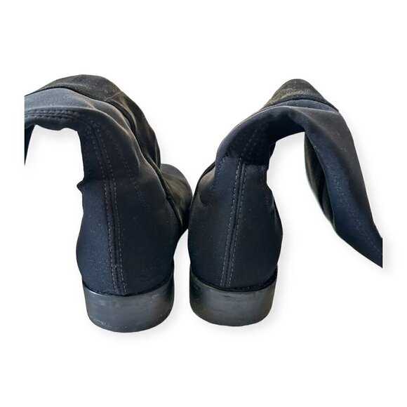 Stuart Weitzman‎ Over the Knee Black Suede/Stretch 50/50 Boots, Size 6M - Picture 5 of 15